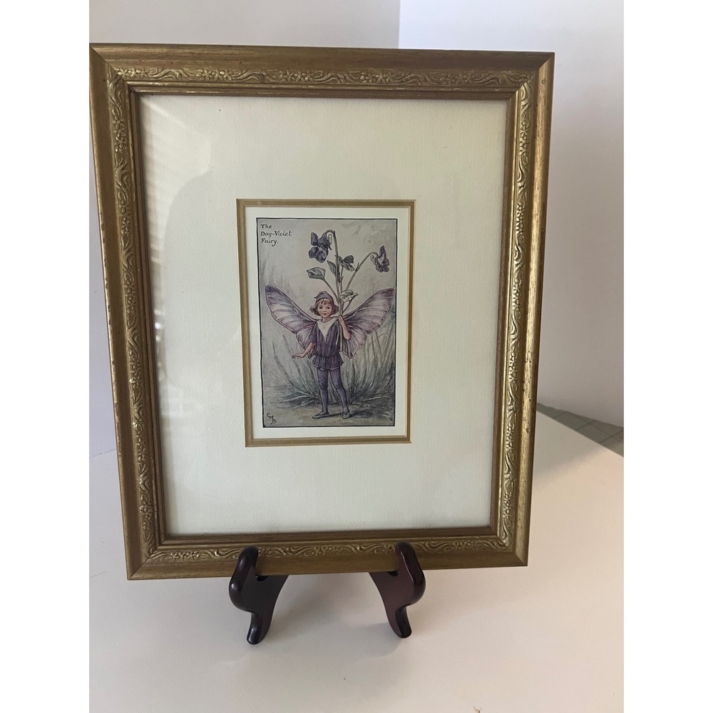 Cicely Mary Barker The Dog-Violet Fairy Framed Art Print Gold Gilt Frame 9x11